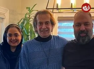 عکس| سفر زمان؛ چهرۀ «رامسین کبریتی» در 31 سالگی در کنار «محمد صادقی» در پشت‌صحنه «ولایت عشق»