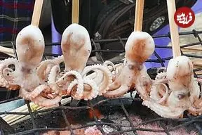 ببینید| غذای خیابانی در کامبوج؛ کباب هشت پا و ماهی مرکب روی آتش در ساحل شهر سیهانوکویل