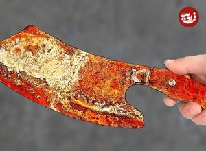 ببینید؛ مراحل دیدنی ترمیم یک ساطور زنگ زده و شکسته به روش استاد آمریکایی