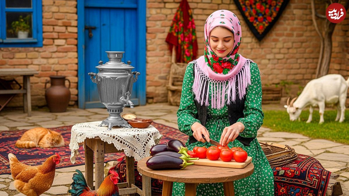 ببینید؛ غذای روستایی در ایران؛ پخت یک غذای سنتی با گوجه و بادمجان