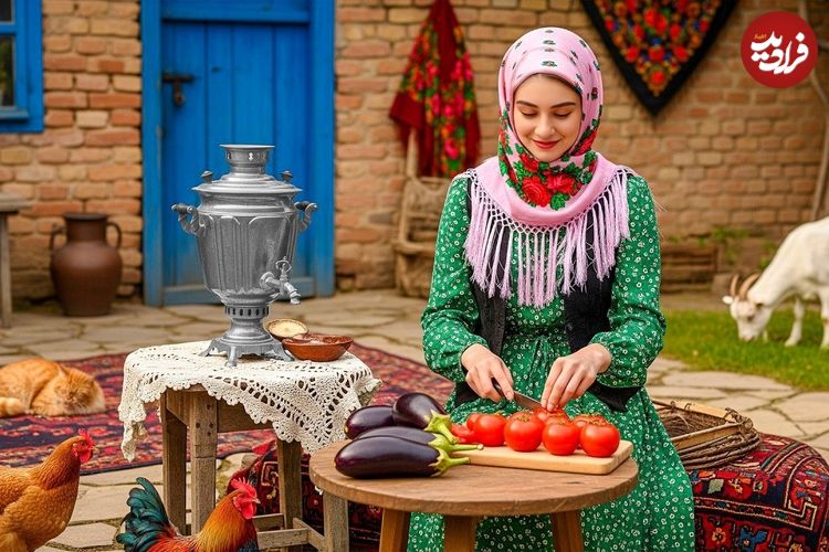 ببینید؛ غذای روستایی در ایران؛ پخت یک غذای سنتی با گوجه و بادمجان