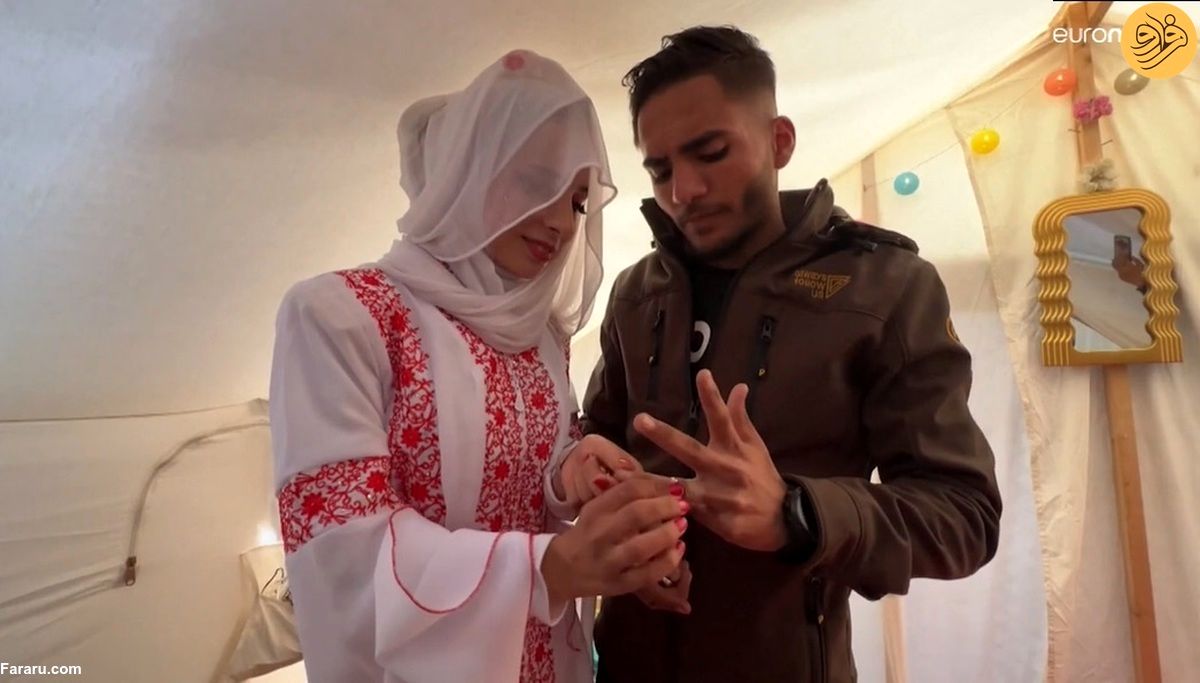 (ویدئو) مراسم جشن عروسی در غزه با چهره‌ای خندان و دلی سوزان