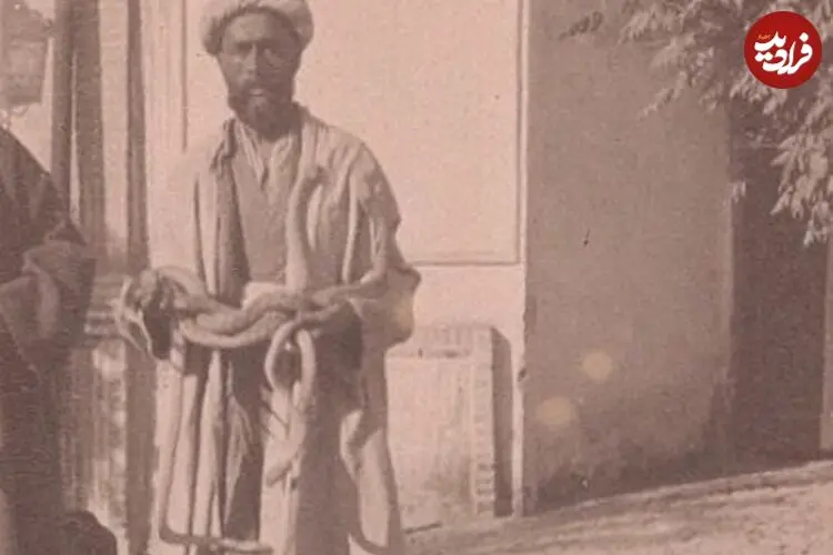 عکس| سفر زمان؛ تصویری از «مارگیرهای تهرانی و مارهایشان» در دوران ناصرالدین شاه