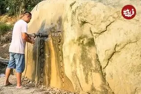 ببینید| فرآیند دیدنی ساخت یک پناهگاه در دل یک تخته سنگ بزرگ در چین