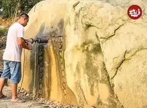 ببینید| فرآیند دیدنی ساخت یک پناهگاه در دل یک تخته سنگ بزرگ در چین