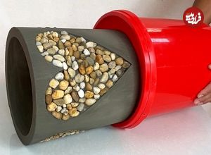ببینید؛ نحوه درست کردن یک گلدان خاص با سیمان و سنگ ریزه به روش استاد چینی