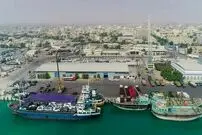 عکس| سفر زمان؛ کارگران در حال خالی کردن بار شترها در بندر لنگه؛ سال 1288