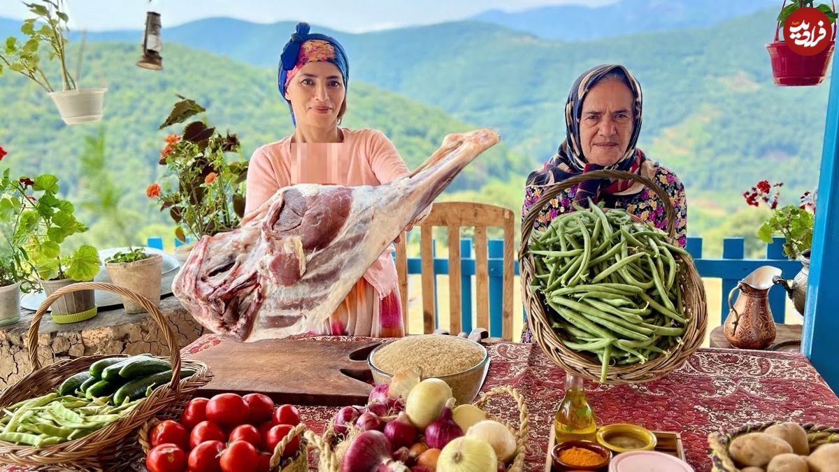 ببینید؛ غذای روستایی در گیلان؛ پخت لوبیاپلو سنتی