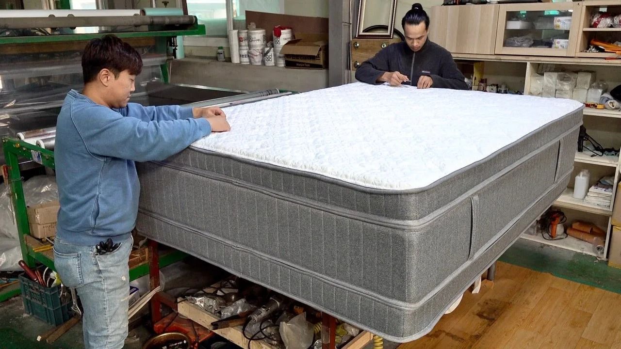 (ویدئو) تشک های لوکس تختخواب چگونه در کارخانه مشهور چینی تولید می شوند؟