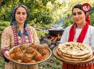 ببینید| غذای روستایی در ایران؛ پخت کوفته قلقلی در دل جنگل