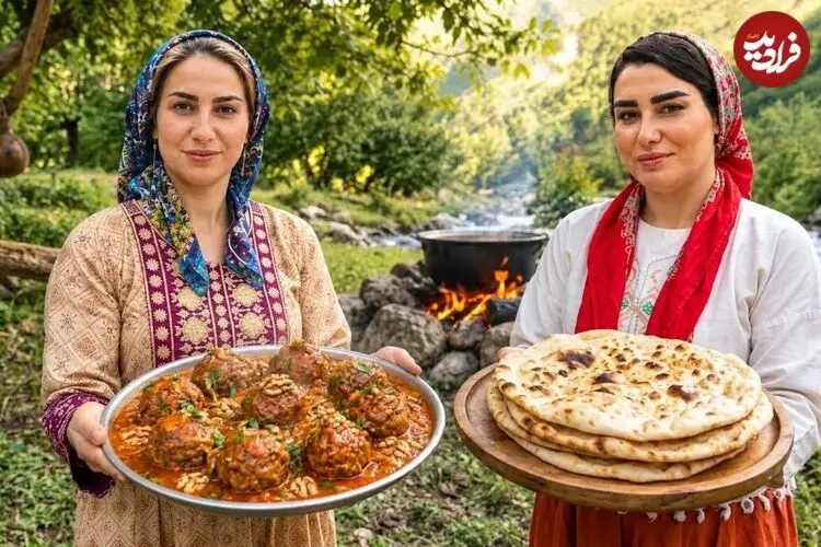 ببینید| غذای روستایی در ایران؛ پخت کوفته قلقلی در دل جنگل