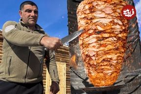 ببینید؛ غذای روستایی در آذربایجان؛ تهیه شاورمای مرغ در هوای برفی کوهستان