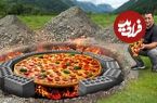 ببینید؛ غذای روستایی در آذربایجان؛ پخت پیتزای غول پیکر در تنور زیر زمینی