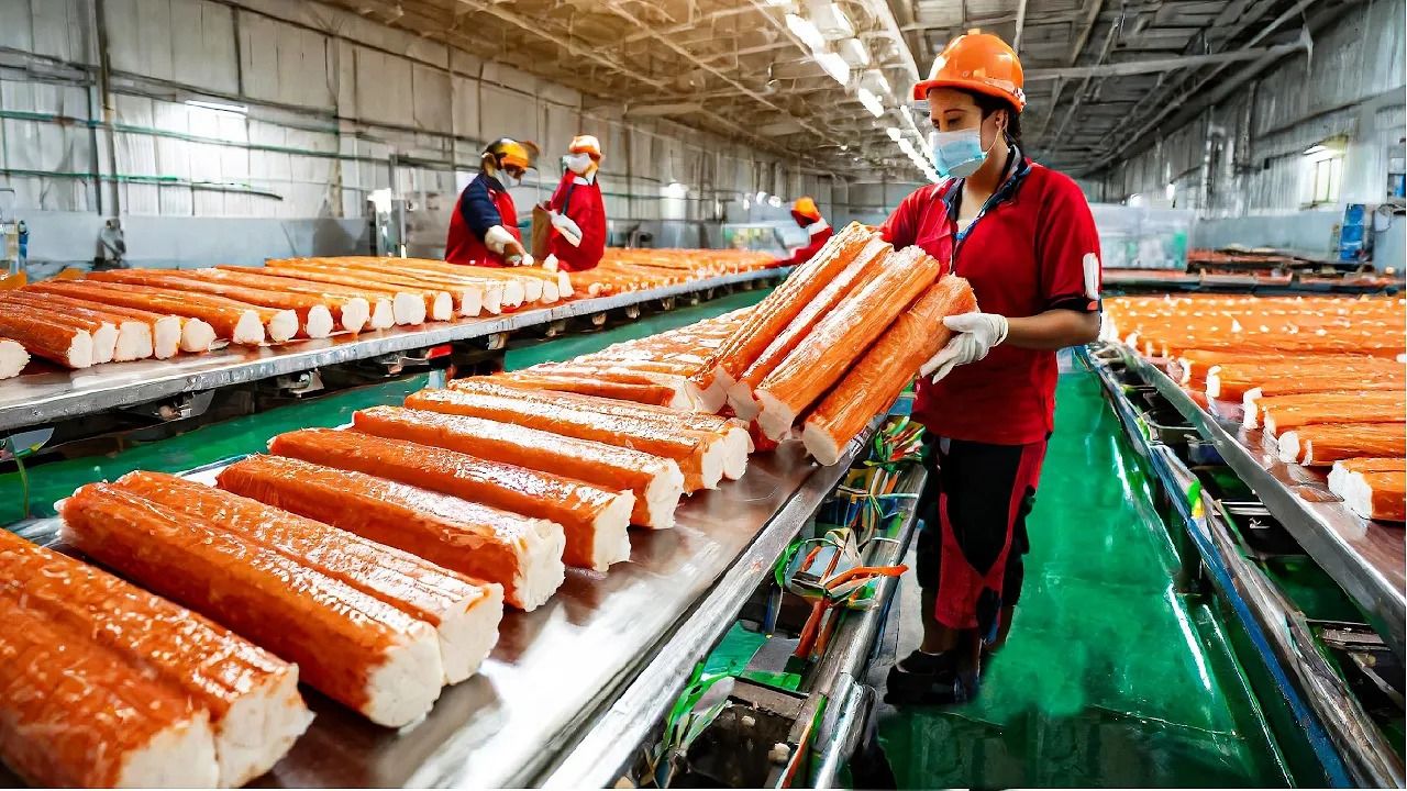 (ویدئو) فرآیند تولید کیک ماهی، چوب خرچنگ و کاشت و برداشت انگور دریایی در ژاپن