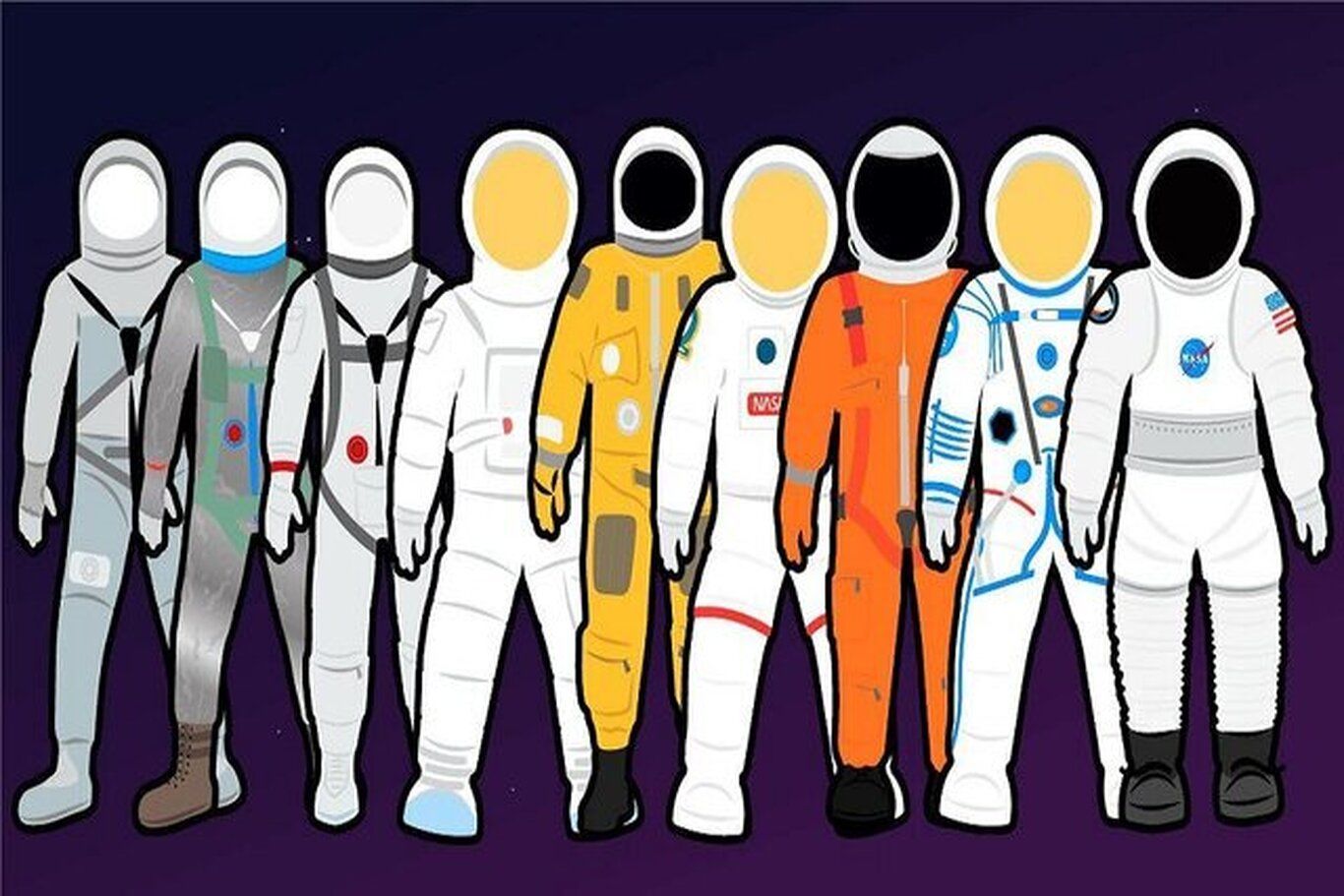 (تصاویر) لباس‌های فضایی فضانوردان ناسا از دهه ۱۹۶۰ تاکنون