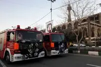 تصاویر/ خودروهای حامل پیکر شهدای آتش‌نشان