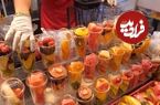 ببینید| غذای خیابانی در کره؛ برش زدن هندوانه، آناناس و دراگون فروت 