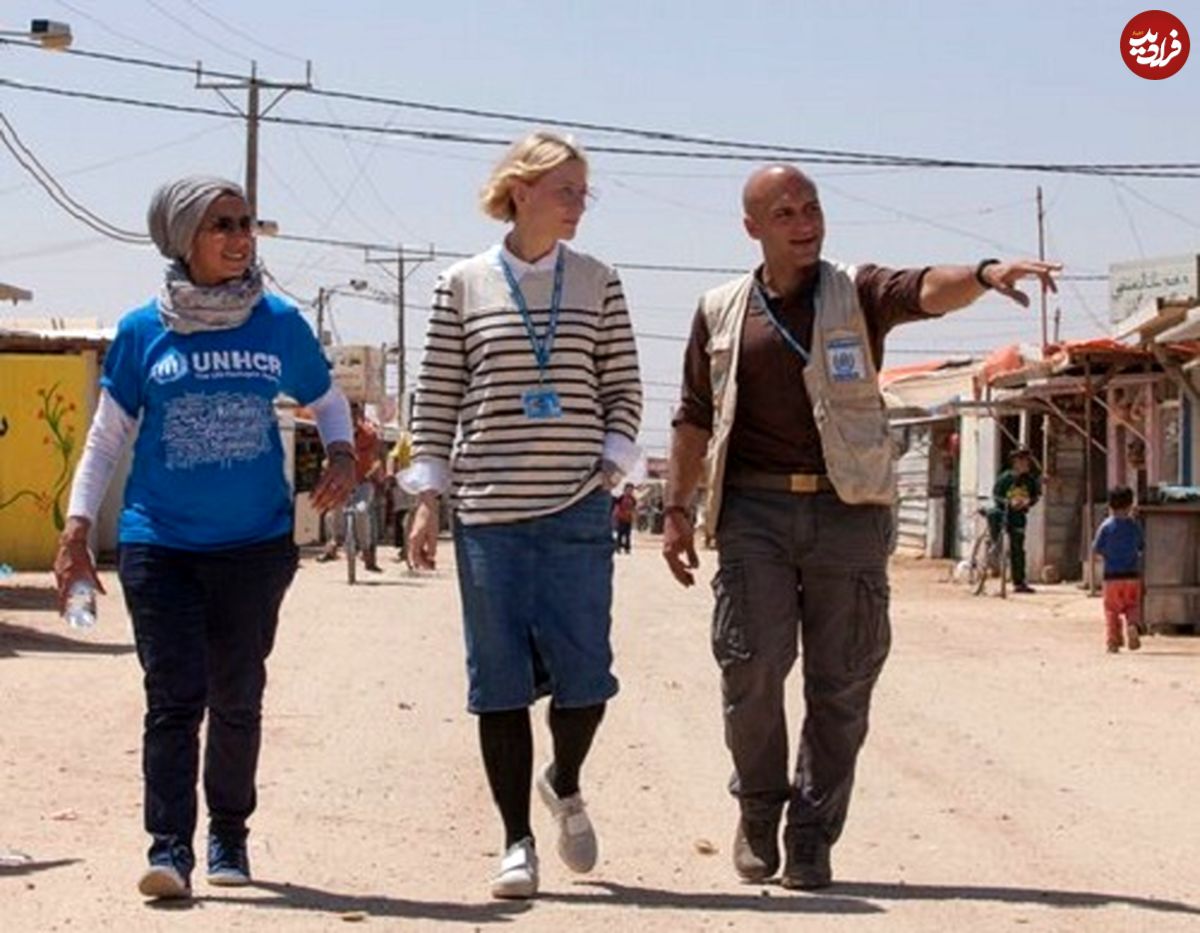 عکس/ بازیگر زن برنده اسکار در اردوگاه مهاجران
