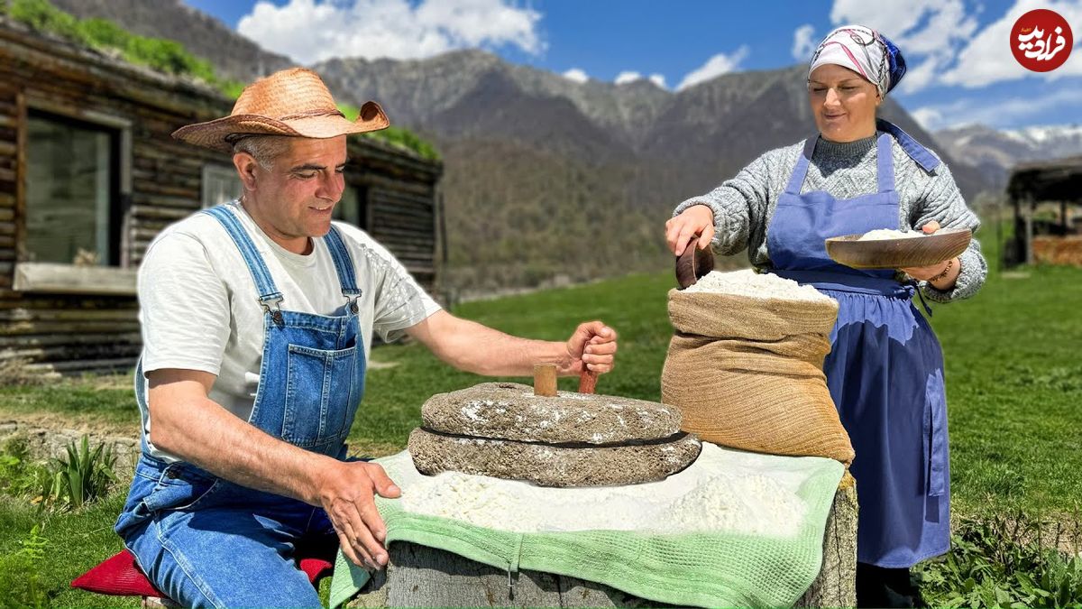 ببینید؛ غذای روستایی در آذربایجان؛ کاشت سیب زمینی و پخت خینکالی در طبیعت