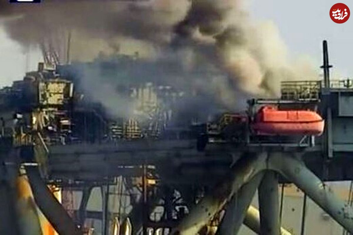 (ویدئو) آتش سوزی در یک سکوی نفتی چند طبقه در آلابامای آمریکا