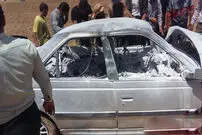 (تصاویر) راننده خودروی حامل مشروبات الکی را آتش زد