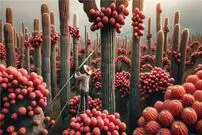 (ویدئو) فرآیند دیدنی برداشت و فروش میوه کاکتوس توسط مکزیکی ها