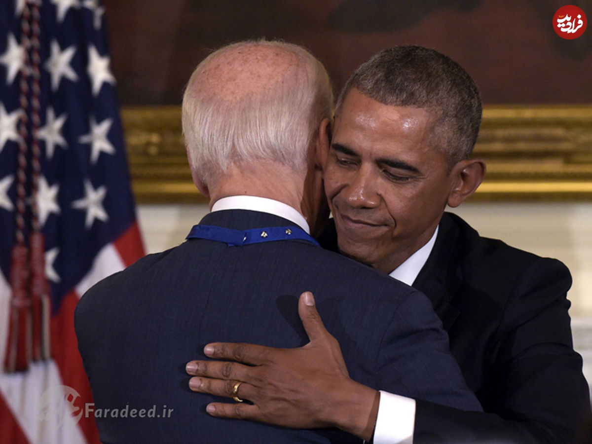 تصاویر/ اوباما اشک بایدن را درآورد