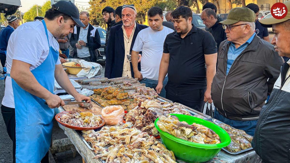 ببینید؛ غذای خیابانی در ازبکستان؛ پخت نان تنوری، کایماک صبحانه و کله پاچه در کوکند