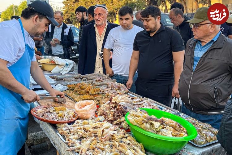ببینید؛ غذای خیابانی در ازبکستان؛ پخت نان تنوری، کایماک صبحانه و کله پاچه در کوکند