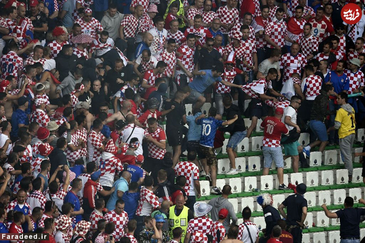 تصاویر/ آشوب هواداران کرواسی در ورزشگاه
