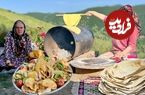 ببینید؛ غذای روستایی در گیلان؛ تهیه مرغ بریانی در بشکه و پخت نان روی آن