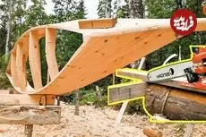 ببینید| فرآیند دیدنی ساخت یک قایق با استفاده از تنه درخت در روسیه