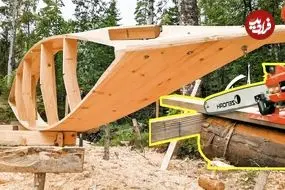 ببینید| فرآیند دیدنی ساخت یک قایق با استفاده از تنه درخت در روسیه