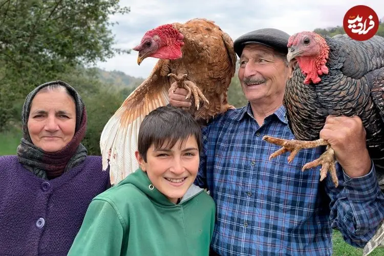 ببینید| غذای روستایی در آذربایجان؛ پخت شاورما بوقلمون در روستایی زیبا