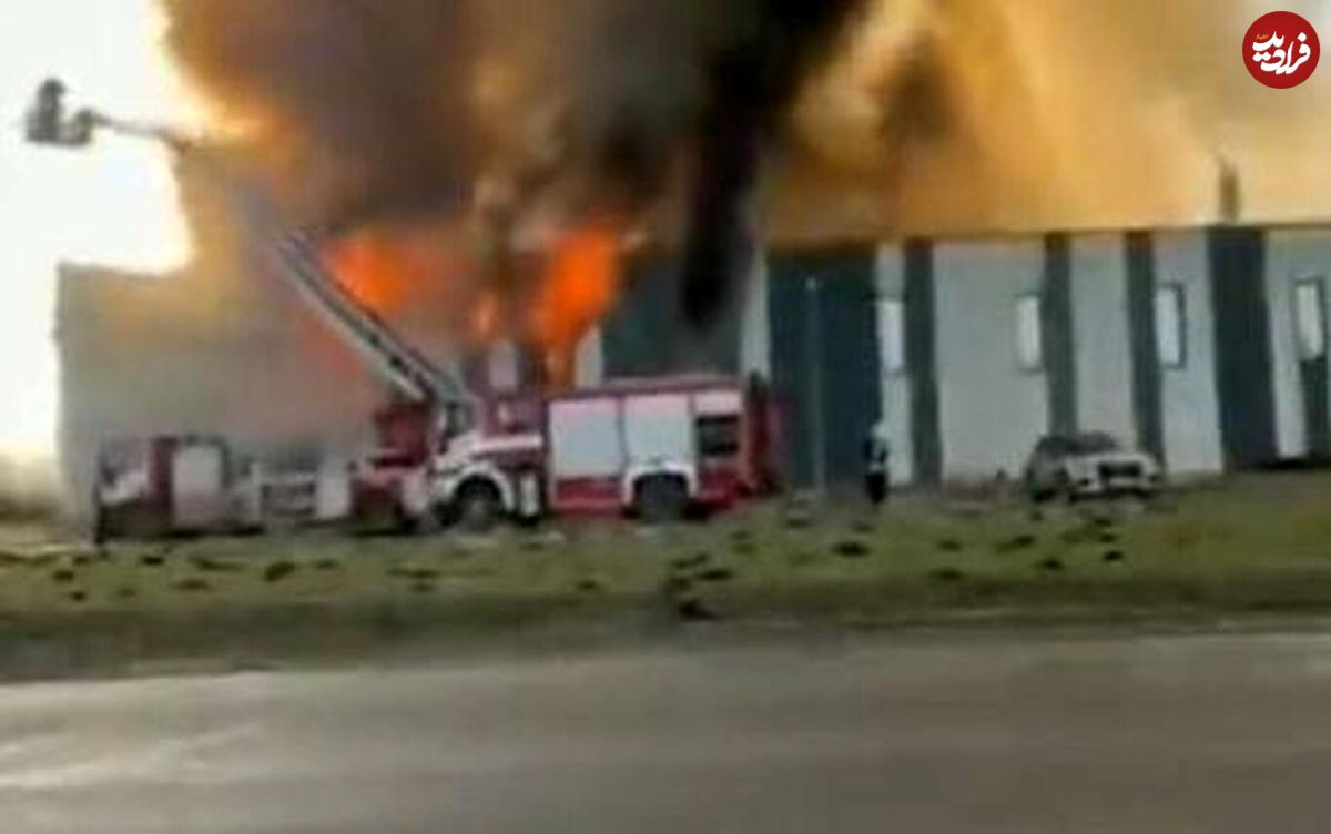 (ویدئو) آتش‌سوزی در مرکز ساخت پهپاد آمریکا در لتونی