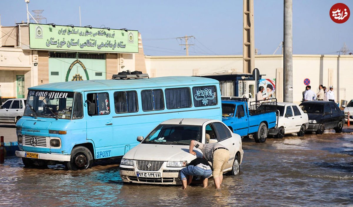 تصاویر/ جاری شدن آب کرخه در خیابان‌های اهواز
