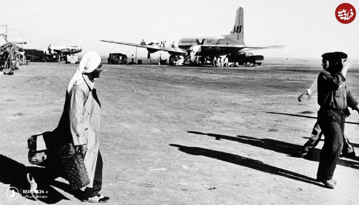عکس؛ سفر در زمان؛ یک هواپیمای هلندی در فرودگاه آبادان در اواخر دهه سی