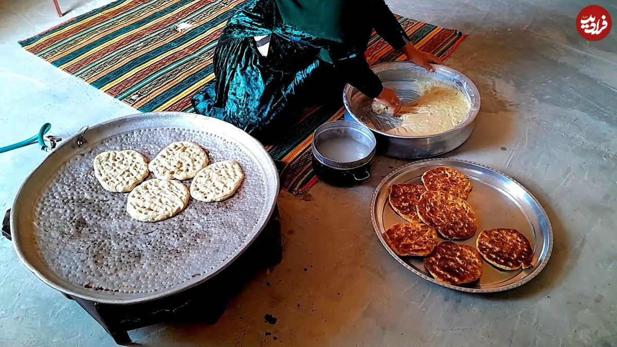 ببینید؛ غذای روستایی در ایران؛ پخت نان سنتی توسط یک بانوی عشایر