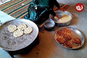 ببینید؛ غذای روستایی در ایران؛ پخت نان سنتی توسط یک بانوی عشایر