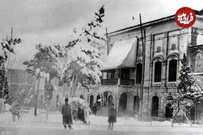 عکس| سفر زمان؛ تصویر رنگی‌شده از کاخ گلستان در یک روز برفی؛ 130 سال قبل
