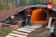 ببینید| فرآیند ساخت یک کلبه چوبی دو طبقه در زیر زمین به روش معمار آلمانی