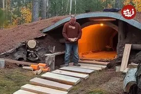 ببینید| فرآیند ساخت یک کلبه چوبی دو طبقه در زیر زمین به روش معمار آلمانی