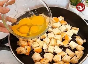 ببینید| طرز تهیه یک غذای ساده با 4 تخم مرغ و یک نان باگت