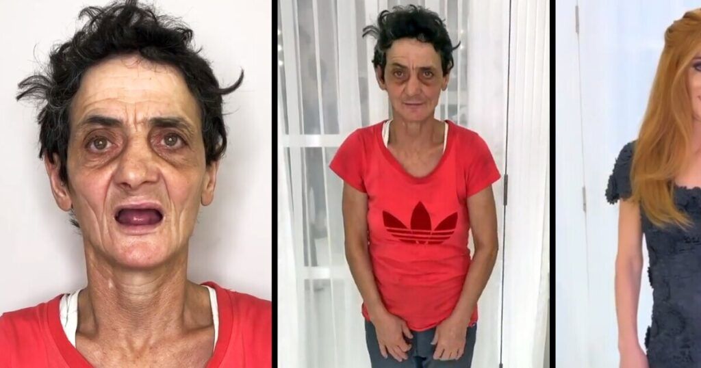 (ویدئو) تغییر چهره‌ی باورنکردنی یک زن بی‌خانمان بعد از آرایش مجانی