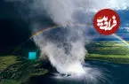 ببینید| هم‌زمانی شگفت‌انگیز گردباد آبی و رنگین‌کمان ۳۶۰ درجه‌ای