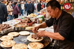 ببینید| غذای خیابانی در چین؛ پخت همبرگر و پنکیک در جینان