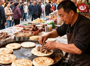 ببینید| غذای خیابانی در چین؛ پخت همبرگر و پنکیک در جینان