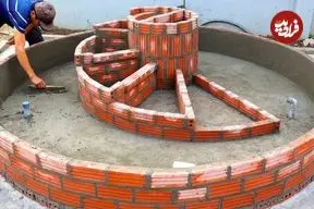 ببینید| مراحل دیدنی ساخت یک آکواریوم گرد و مارپیچی با آجر و سیمان