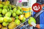 ببینید؛ غذای خیابانی در کامبوج؛ برش ماهرانه نارگیل و تهیه آب نارگیل در پنوم پن