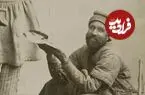 عکس| سفر زمان؛ تصویری از یک «رفتگر» در حال خرید نان؛ دوران قاجار